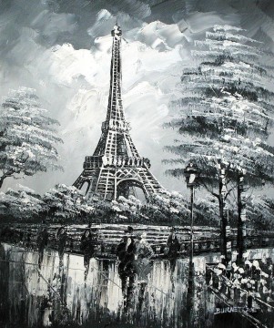 escenas callejeras en París 42 en blanco y negro Pinturas al óleo
